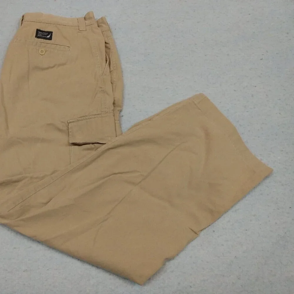 Wide Leg Khaki Cargo Pants - Nautica